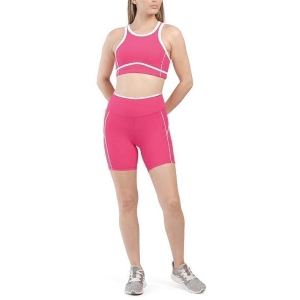 Wilo the Label Womens XSMALL Ribbed Piper Bra & Short Set in Pink NWT Athleisure